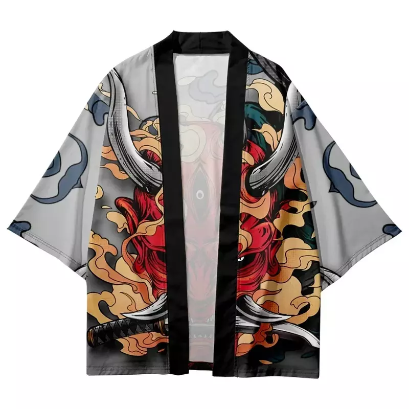 كيمونو ياباني تقليدي مع طباعة ثلاثية الأبعاد للنساء والرجال ، ملابس الشارع ، كارديجان ، هاوري يوكاتا ، الصيف