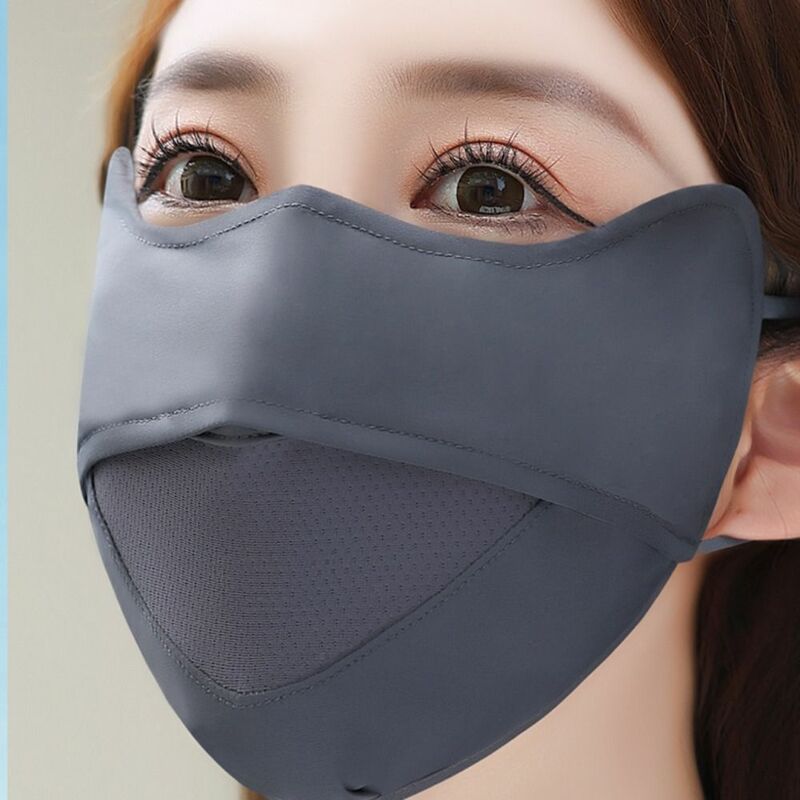 Mesh Ice Silk Face Scarf Thin UV Protection Face Scarves Sunscreen Veil Face Mask Solid Color Anti-uv Face Cover Cycling