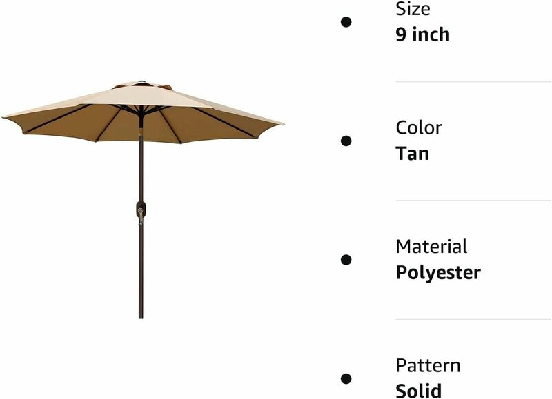9 'zewnętrzny parasol na Patio, stolik na zewnątrz parasol, parasol stoczni, rynek z 8 solidnymi żebrami, pochyleniem przycisku i korbą