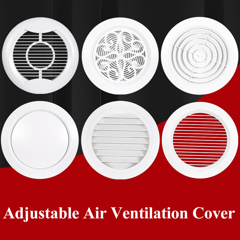 Cobertura de Ventilação de Ar Ajustável, Redonda, Teto Parede Buraco, Grelha ABS, Fresh System, Air Outlet para Cozinha e Banho