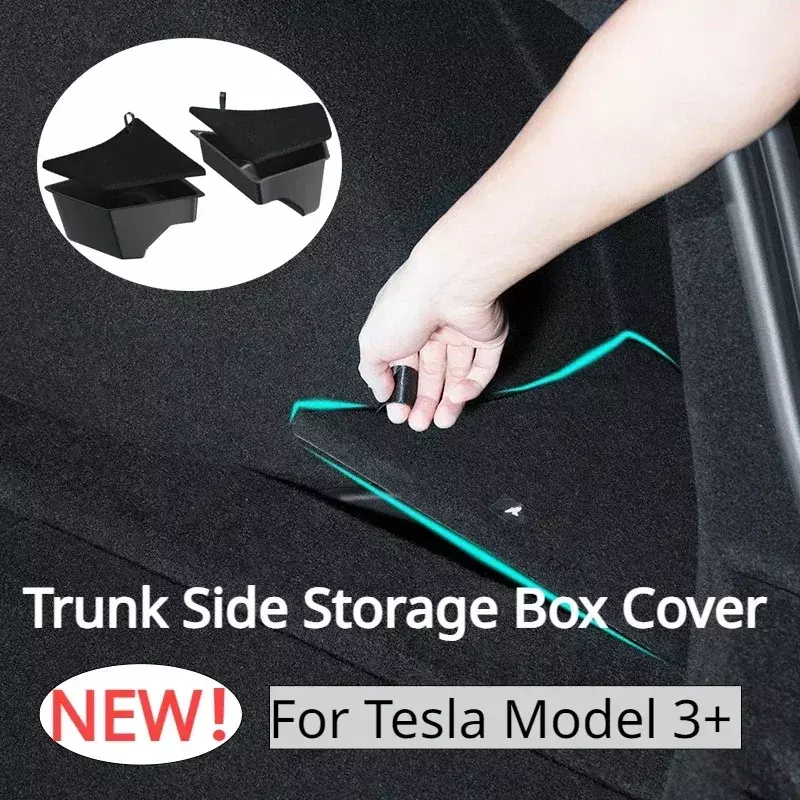 Trunk Storage Box for Tesla Model 3+ Rear Trunk Side Storage Box Lids  Organizer Garbage Bin New Model3 Highland 2024 Accessories / New Energy  Vehicle Parts & Accessories