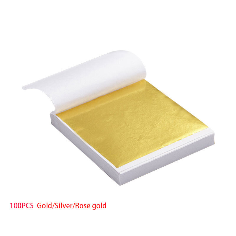 100pcs Art Craft Design Paper Sheets Practical Pure Shiny Gold  Leaf for Gilding DIY Craft Party Decoration scrapbooking paper