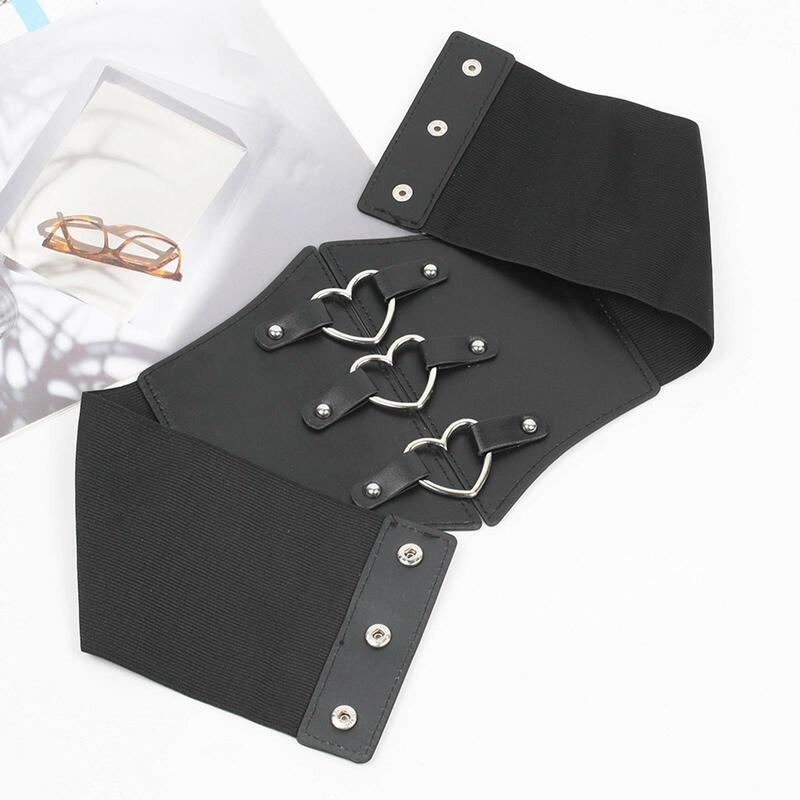 Elegante cinturón de encaje para mujer, banda ancha elegante en negro