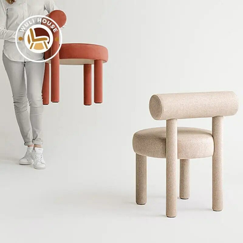 Wuli Nordic Designer kreatywny krzesło do jadalni nowoczesny minimalistyczny dom krzesło z oparciem Hotel fotel wypoczynkowy restauracja miękka torba krzesło z oparciem