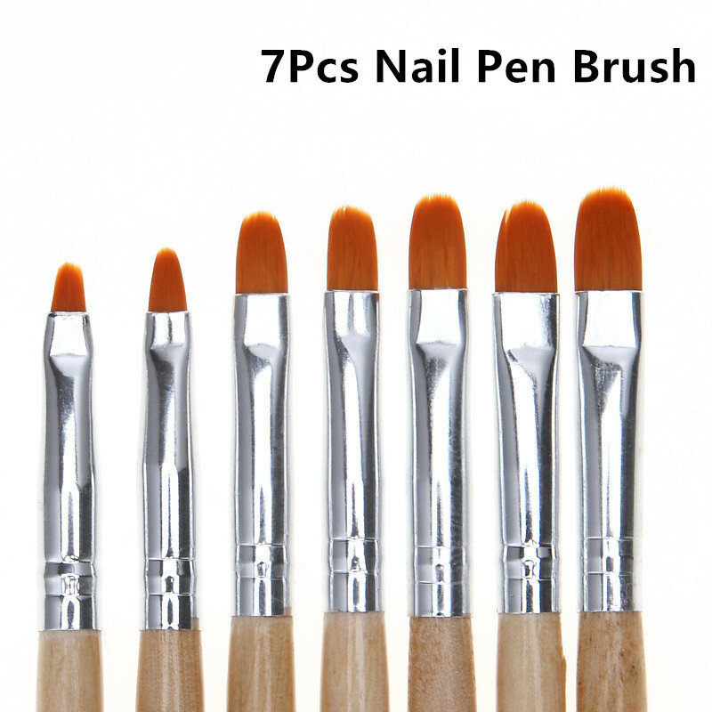 Hot Koop 7 Stks/set Nail Pen Borstel 7 Verschillende Maten Nail Lijm Fototherapie Pen Geschikt Voor Salon Of Thuis Gebruik gel Nail Brush
