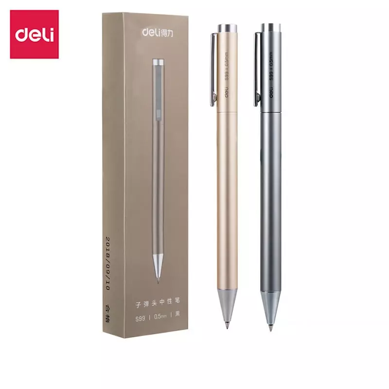Deli Nusign-Bolígrafo de Gel giratorio de 0,5mm, bolígrafo de punta fina, tinta negra, escritura suave, duradero, para negocios, oficina y escuela