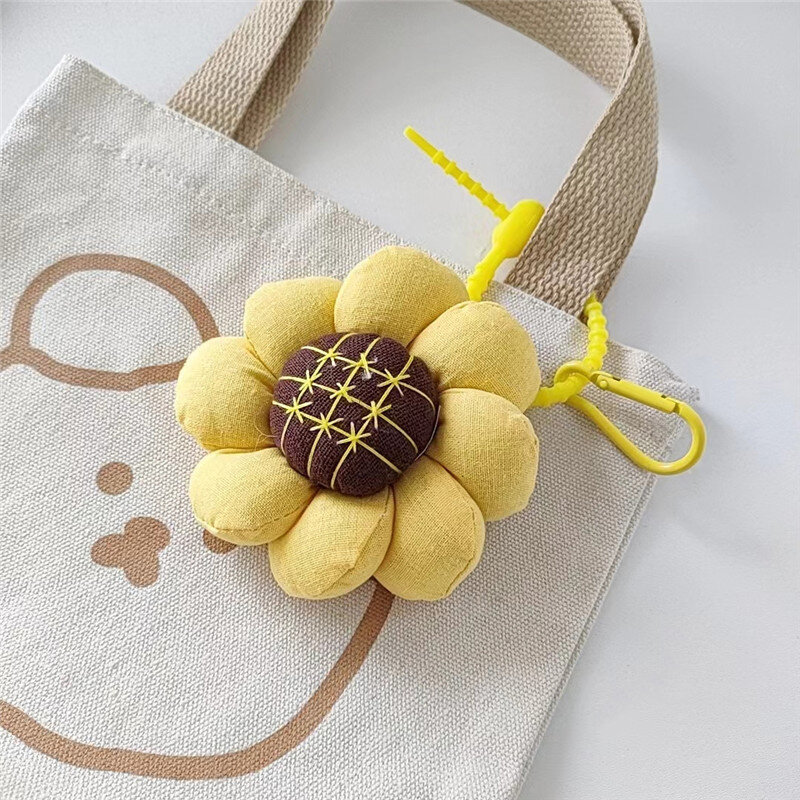 Cute Cotton Linen Sun Flower Pendant For Woman Car Handbag Ornaments Accessories Gift Key Chain Female Bag Pendant Gifts