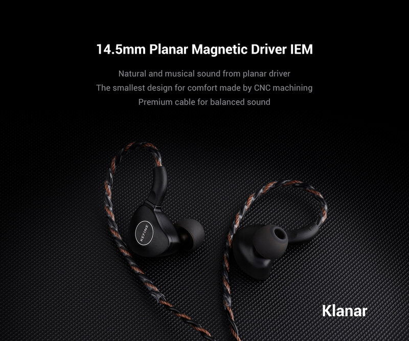 KEFINE Klanar 14.5mm Planar Magnetic Driver Hifi Wired IEM Earphones with CNC Metal  Housing & Detachable 0.78 2pin 3.5mm Cable
