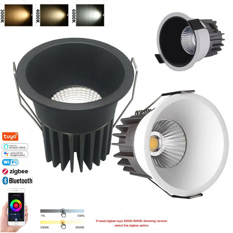 Zigbee-Tuya Inteligente Recesso LED Teto Spot Light, Regulável, Hue Lamp, Alice, Alexa, Casa, Cozinha, Quarto Spotlight