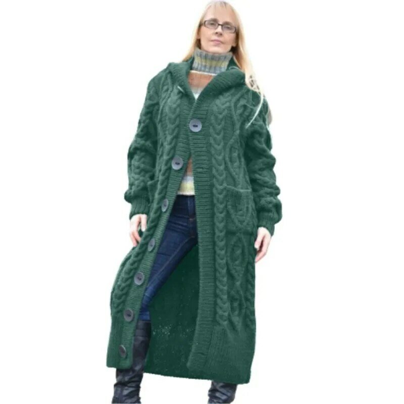 SUSOLA-cárdigan largo de punto con capucha para mujer, suéter de manga larga con botones, suelto, informal, combina con todo, Otoño e Invierno