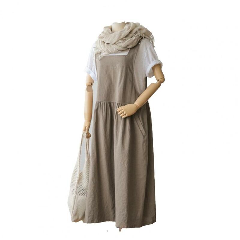Женское летнее платье без рукавов, из хлопка и льна