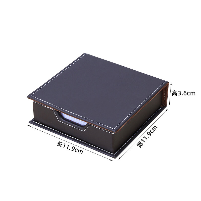 Square PU Leather Memo Card Holder Office Note Paper Box Sticky Note Pad Storage Boxes Non-Sticky Paper Desk Organizer