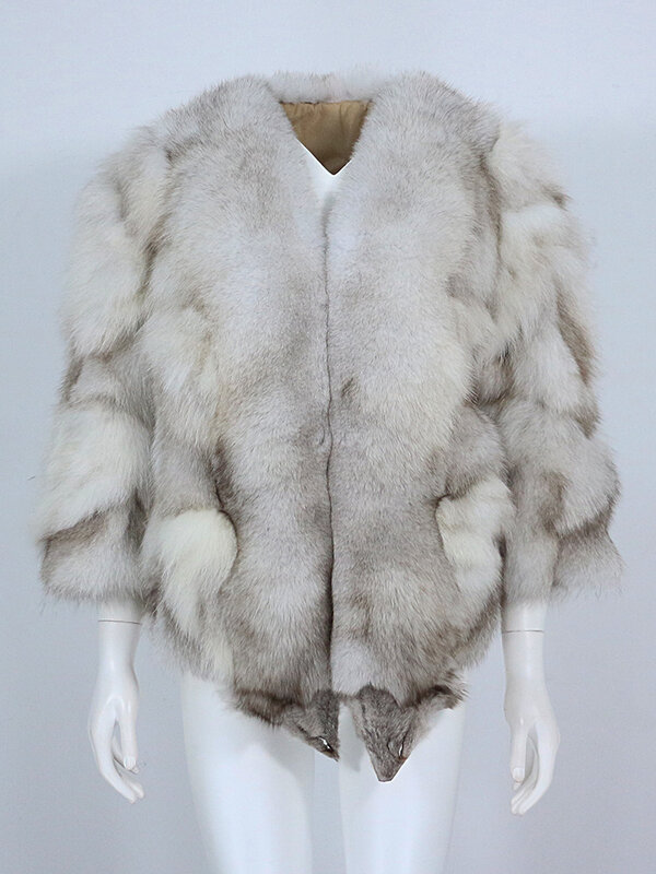 2022 MENINA BONITA kurtka zimowa kobiety prawdziwe futro z lisów lis naturalny odzież wierzchnia z futrzanym kołnierzem gruby rękaw 3/4 Streetwear