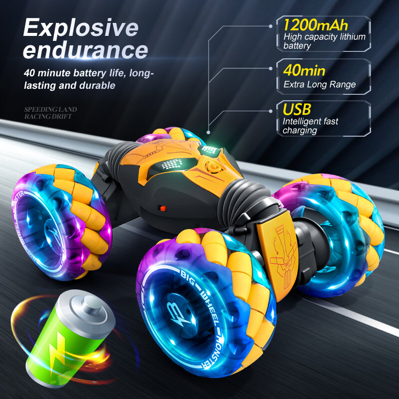 Coche de juguete teledirigido 4WD, vehículo de radiocontrol de 2,4G, luz LED, deformación, giro, escalada, controlado por Radio, juguetes electrónicos