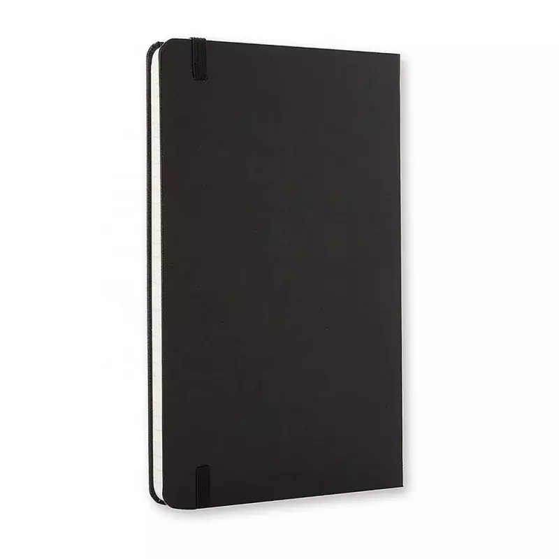 Notebook personalizado preto forrado com logotipo, impressão clássica, capa dura, grande 5x8,25, produto personalizado
