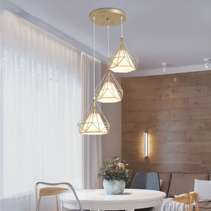 Nordic pendant lights three-head restaurant pendant light dining room lamp shop front bar creative single head household light
