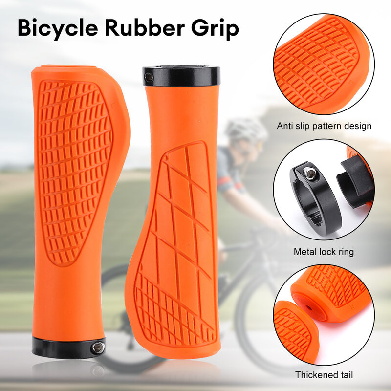 2PCS Non-slip Mountain Bike Handlebar Grip Soft Rubber MTB Grips Anti-skid Comfortable Lockable Bicycle Grips Bike Parts