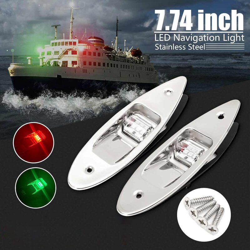 Lampu kapal LED 12V 2 buah, lampu navigasi tahan air hijau merah lampu laut kapal pesiar sinyal berlayar