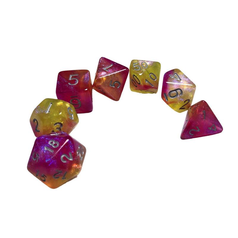 Set dadu akrilik Multi sisi warna ganda polihedral untuk mainan bermain peran perlengkapan pesta hiburan permainan papan