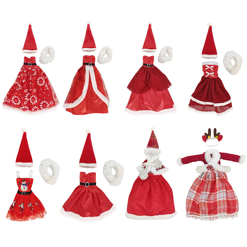 Kawaii Boneka Elf Natal Manusia Salju Baju Pria Jahe Topi Masak Celemek Pakaian Boneka Bayi Mainan Aksesori Boneka Mainan Boneka Anak-anak