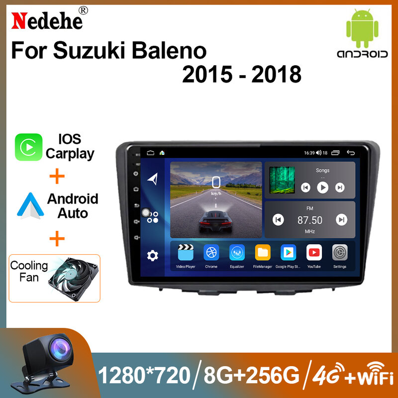Radio con GPS para coche, reproductor con Android, 2DIN, 8 GB, 128 GB, pantalla Multimedia, Carplay, unidad principal estéreo, Wifi, para Suzuki Baleno 2016 - 2019
