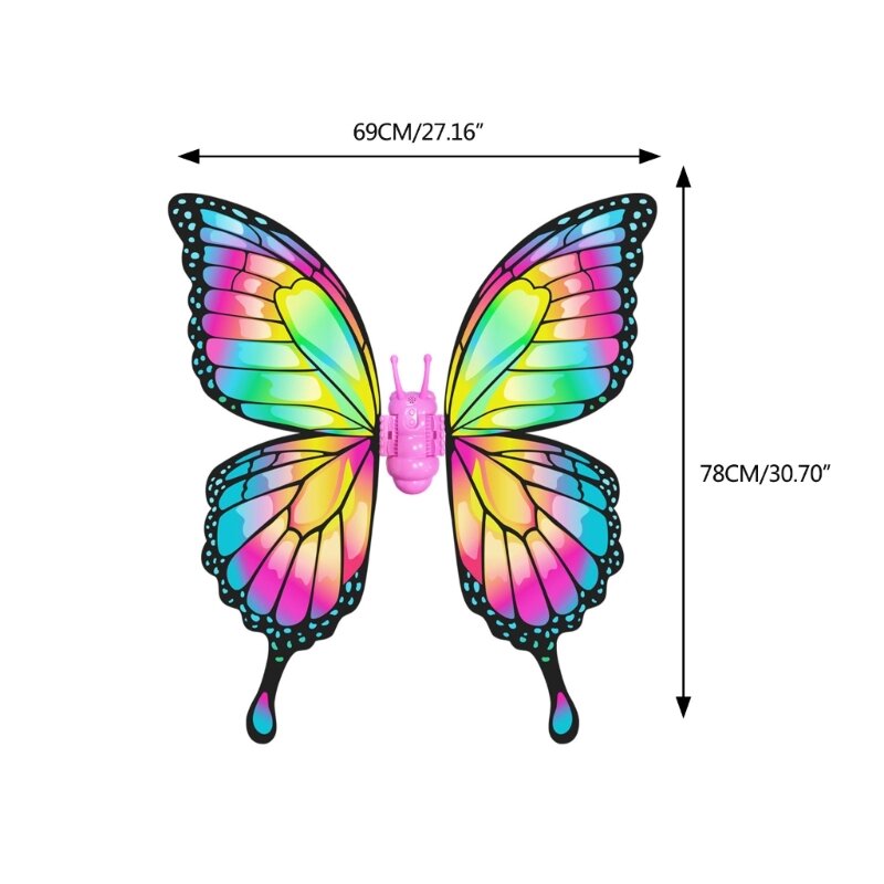 Bunter Feenflügel, elektrischer Schmetterlingsflügel, Engelsflügel, Halloween-Kostümflügel