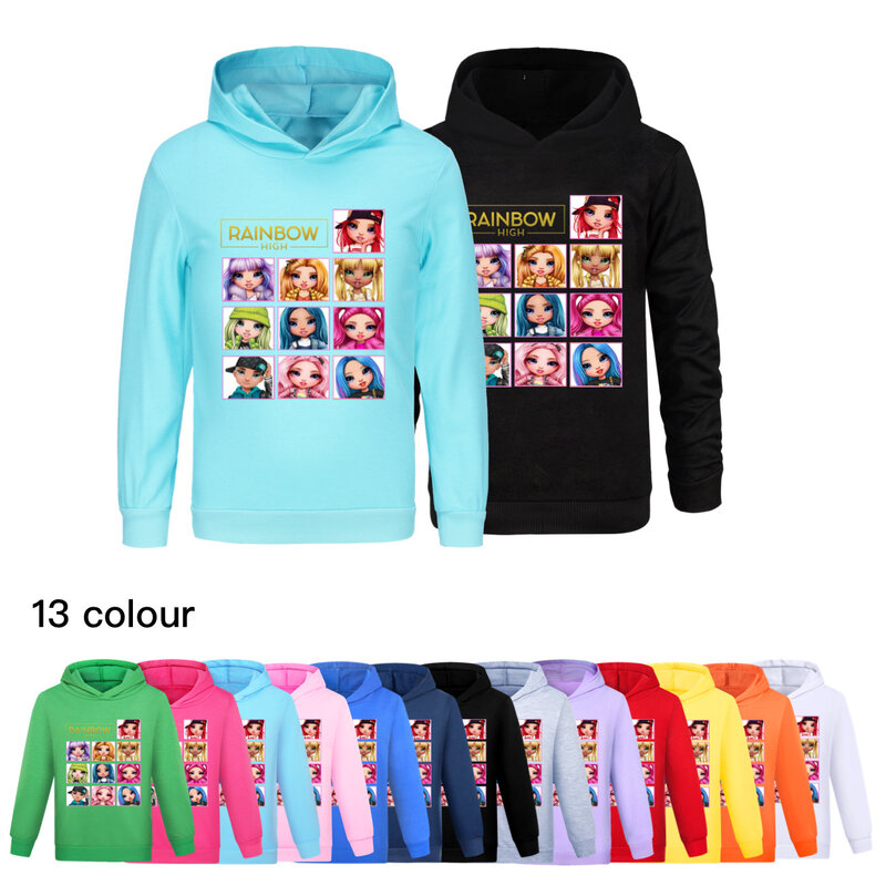 Autunno bambini ragazze felpa ragazzi arcobaleno felpe con cappuccio a maniche lunghe con cappuccio t-shirt Top adolescenti regalo di compleanno abbigliamento per bambini