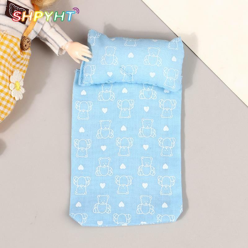 1:6 1:12 Scale Dollhouse Miniature Sheet Pillow Bed Linings Bedding Model Bedroom Decor Toy DIY Doll House Bedroom Accessories