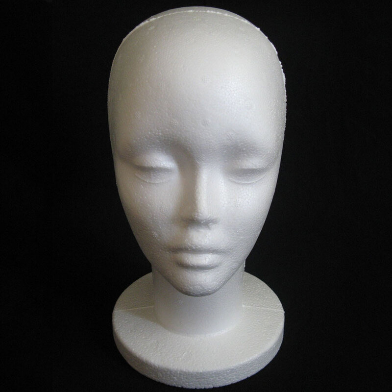 Cabeza de Maniquí de espuma de poliestireno femenino, modelo de Peluca de espuma, exhibición de gafas para el cabello