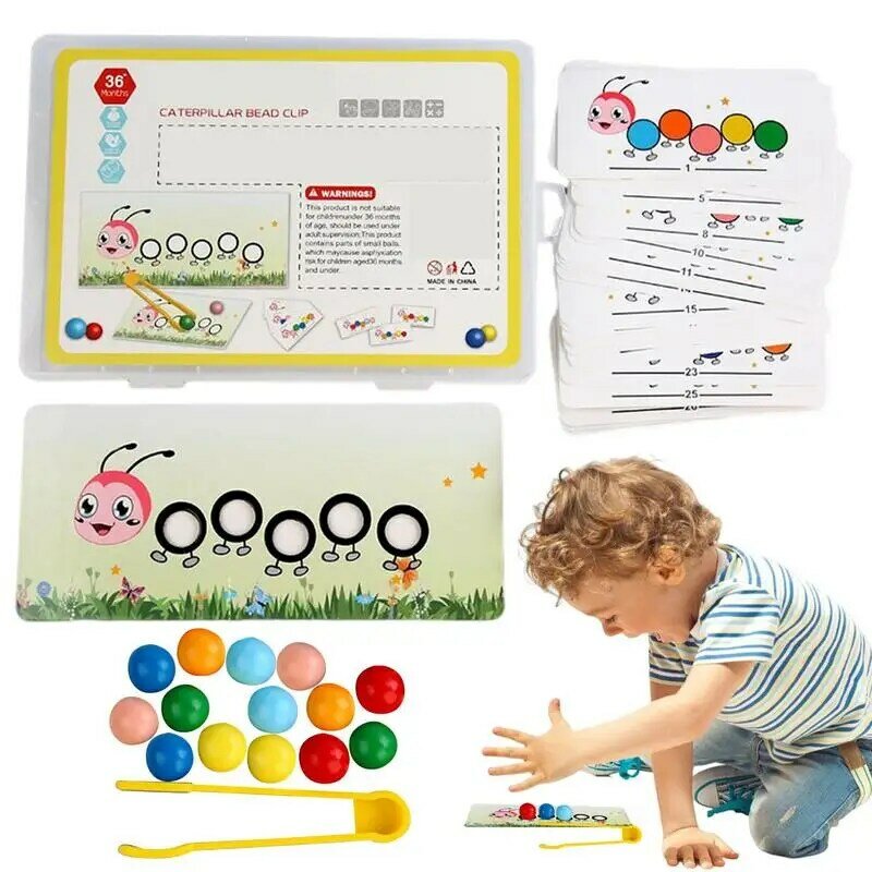 Juguete de cuentas de Clip de patrón de oruga de gusano de madera para niños, clasificación de colores, juego a juego, juguetes educativos de aprendizaje temprano, regalos