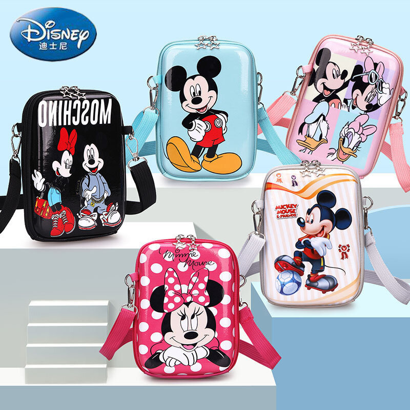 Disney Joint 2023 New Fashion Girl Oneshoulder Messenger Bag Luxury Brand Cartoon Girl Mobile Phone Bag Large Capacity Waist Bag
