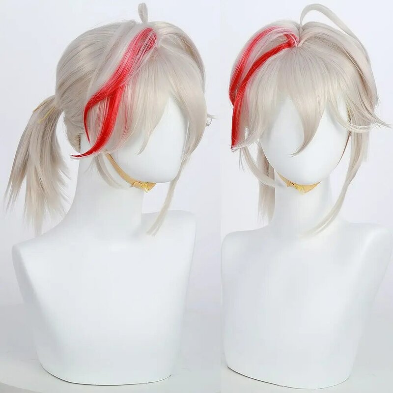 Pelucas sintéticas de fibra de alta temperatura para cosplay, reflejos rojos y blancos de Anime, pelo de Pelucas para uso diario en fiestas