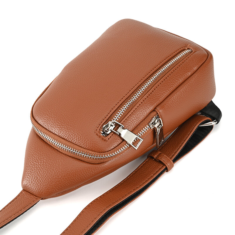 Fashion Chest Bag For Man Luxury Design Crossbody Pack Durable PU Leather Handbag Vintage Leisure Men's Business Shoulder Bag