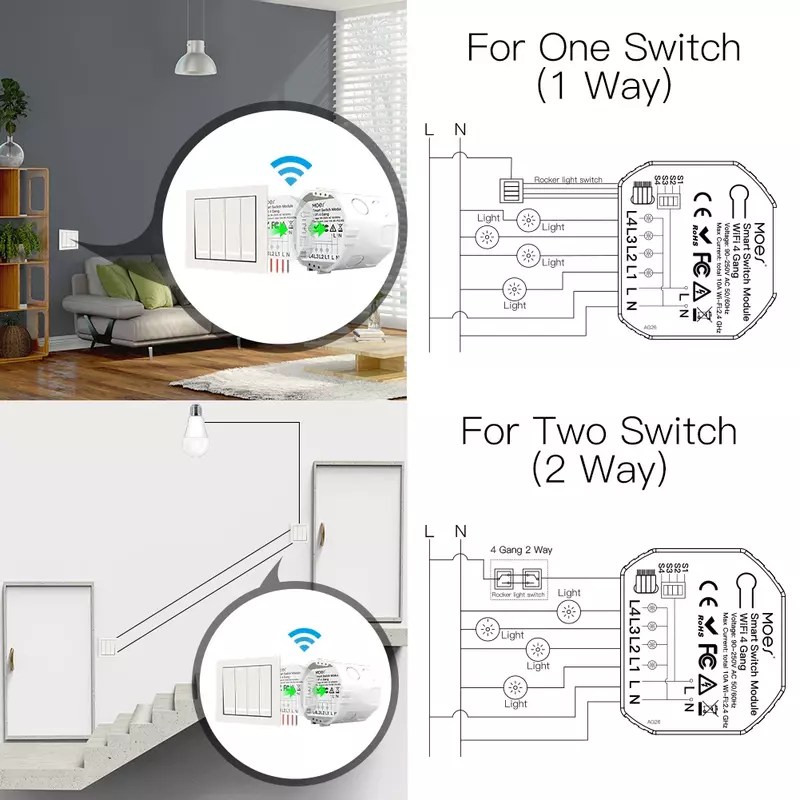 Mini DIY WiFi Thông Minh Đèn 4 Băng Đảng Năm 1/2 Cách Module Cuộc Sống Thông Minh/Tuya Ứng Dụng Điều Khiển Từ Xa Không Dây Làm Việc với Alexa Google Home