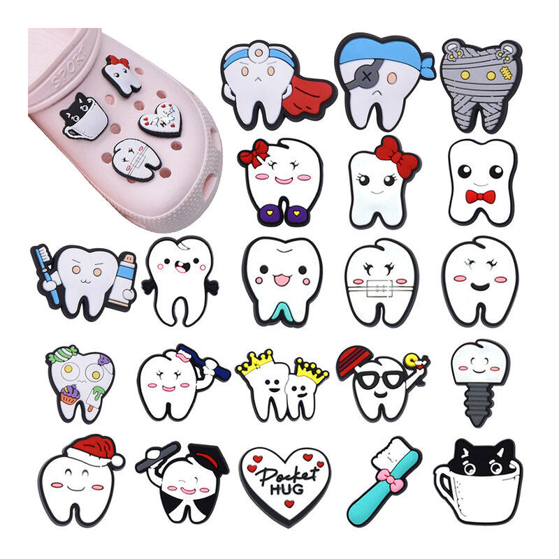 1pcs PVC Shoe Charms for Crocs Accessories Dentist Medical Teeth Badge Women Clogs Buckle Kids Pins Men Decoration Jeans Gifts