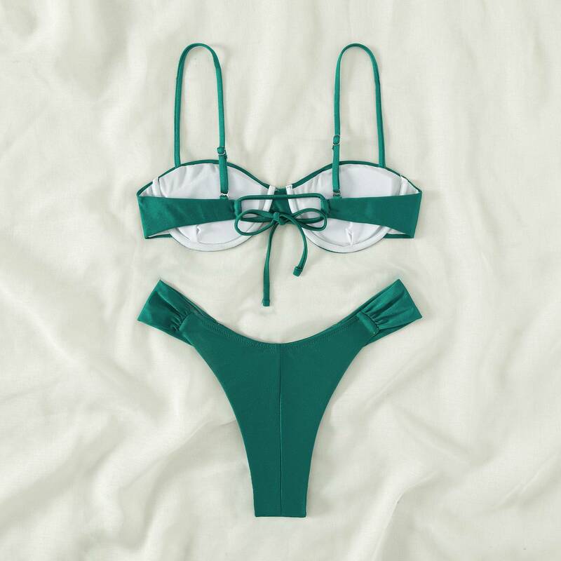 Micro biquínis verde para mulheres, maiô sexy tanga, roupa de banho push up, roupa de praia feminina, banhistas de piscina, verão 2022