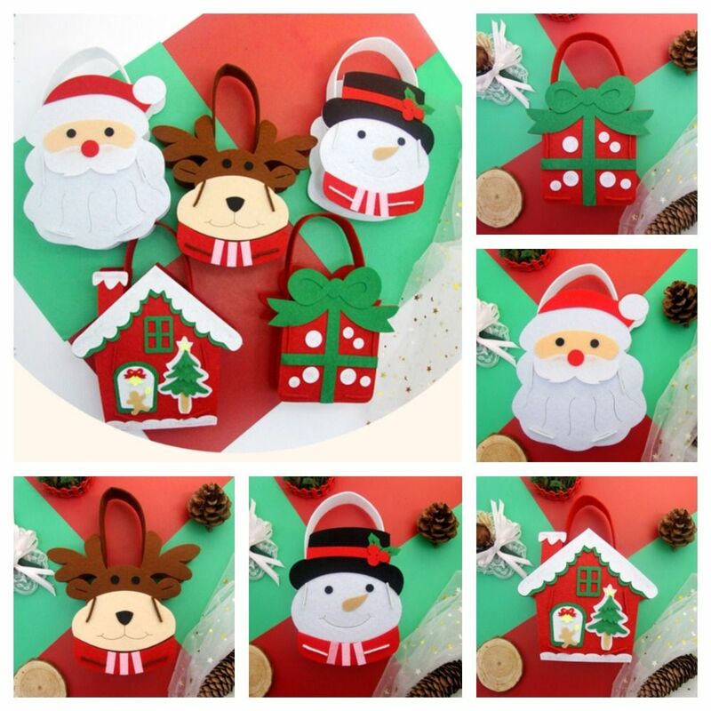 子供のためのポータブル不織布バッグ,DIYクリスマスおもちゃのキャンディーバッグ,エルクハンドバッグ,スノーマン,サンタクラレス,クリスマスのおもちゃのギフト