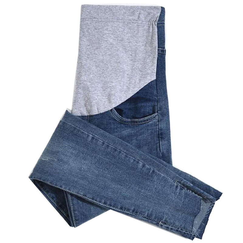 Celana Hamil Katun Tipis M-3XL untuk Wanita Hamil Pakaian Celana Jeans Kehamilan Celana Panjang Jeans Perut Denim Pinggang Bisa Disesuaikan