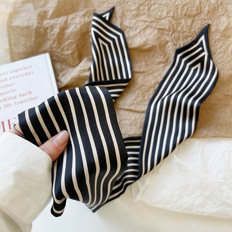Neckerchief Ribbon Headband Tie Printing Wraps Stripe Printed Scarf Small Long Scarf Korean Style Scarves Silk Scarf