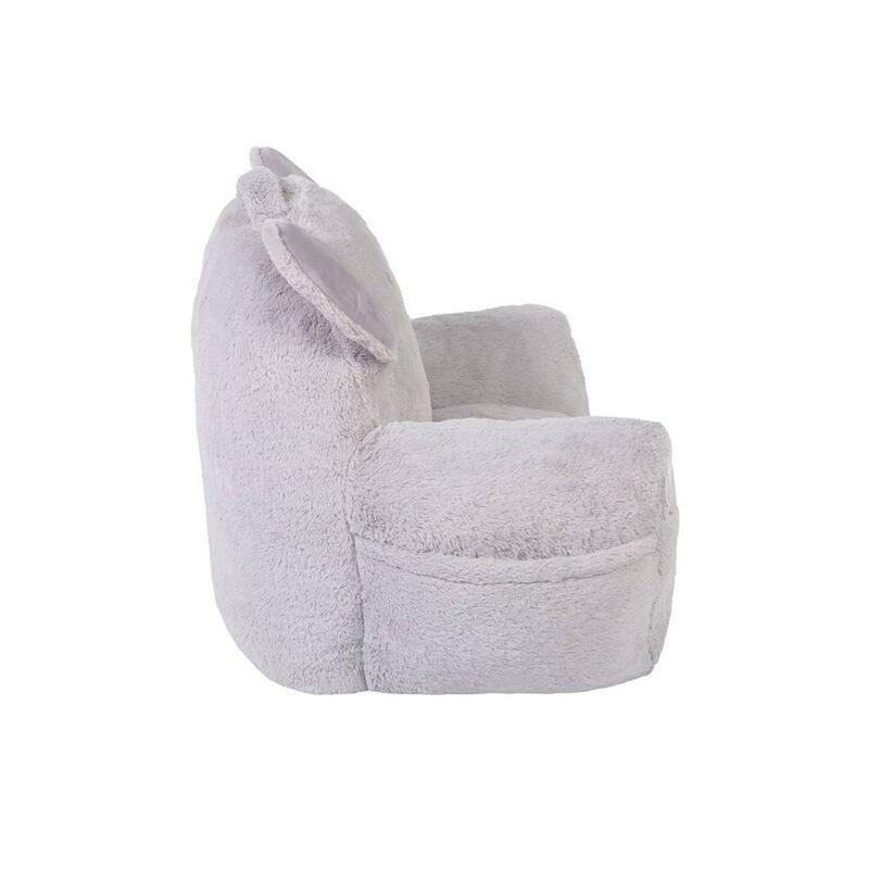 Elephant Character Chair Toddler Plush Storage Pocket 19" Upholstered 1-3 Years White Grey Fabric 16"x16"x19" Snuggle Buddy Toy