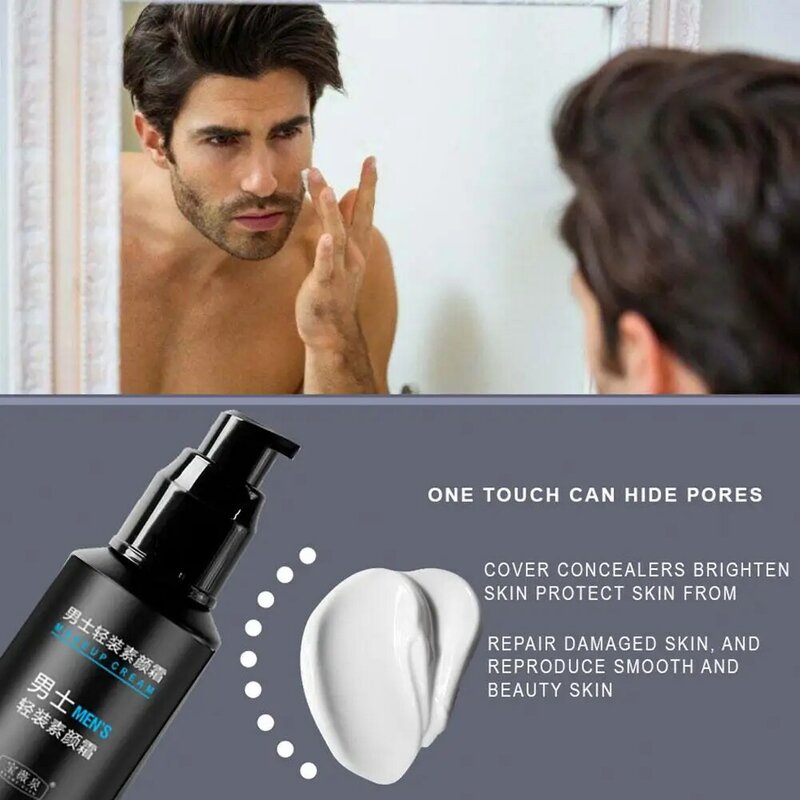 50g Natural Makeup Face Primer Cream For Men Concealer Improve Dullness Waterproof Sweatproof Brighten Skin Facial Cream