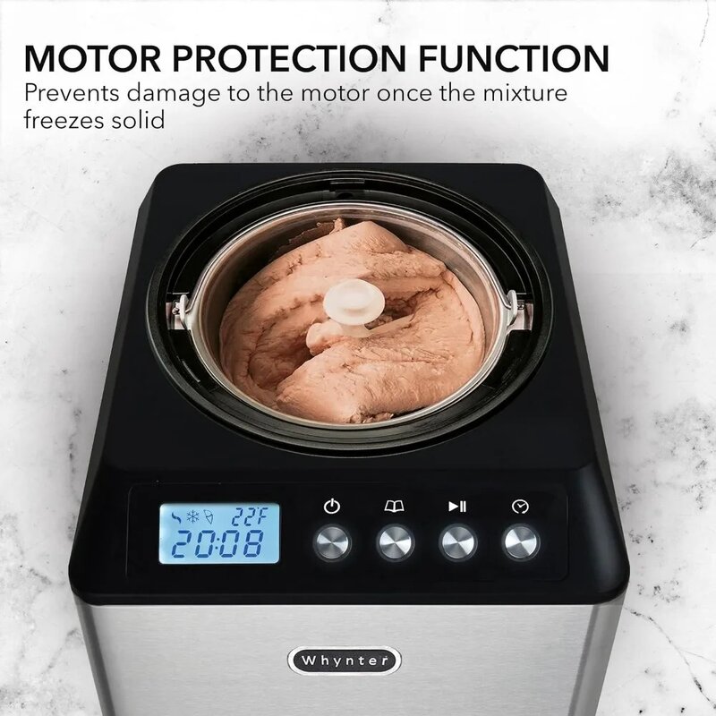 Whynter-máquina de helados automática vertical, ICM-201SB con compresor incorporado, sin precongelación, capacidad de 2,1 cuartos, color negro