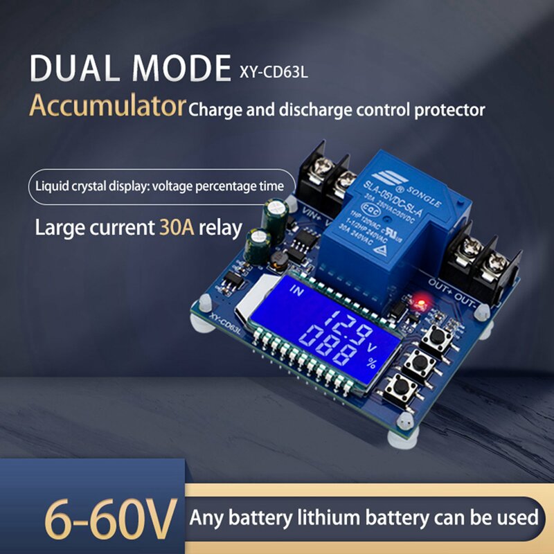 2X DC6-60V 30A Storage Battery Charging Control Module Protection Board Charger Time Switch LCD Display XY-CD63L
