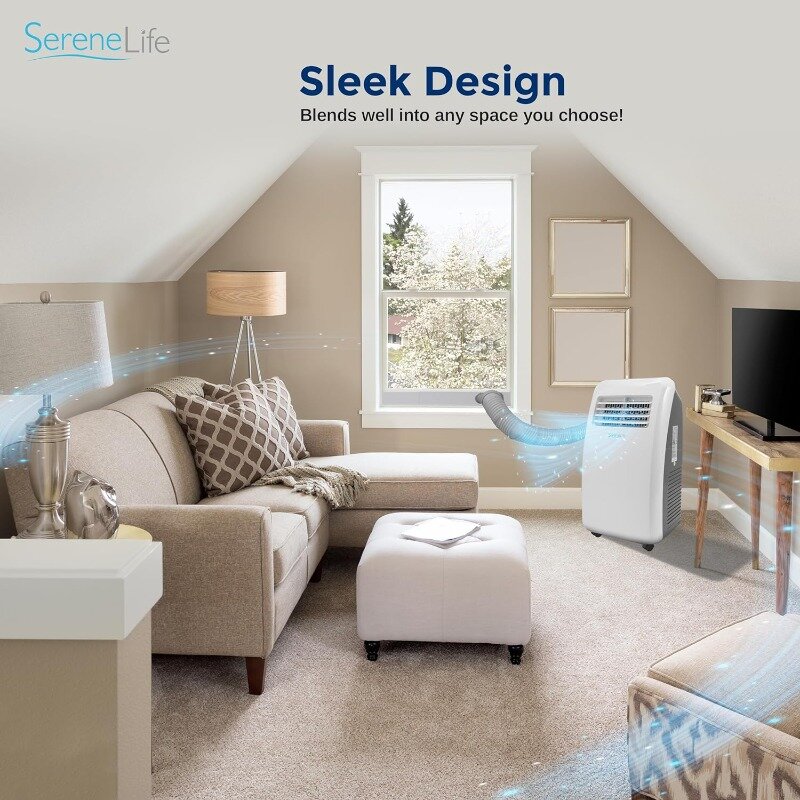 Serenelife slpac8 3-in-1 tragbare Klimaanlage mit eingebauter Luftent feuchter funktion, Lüfter modus, Fernbedienung, 8.000 BTU, weiß
