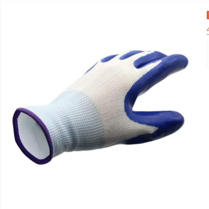1 Pair Nylon Gardening Gloves Waterproof Stab-resistant Double-layer Latex Coated Non-slip Wear-resistant for Outdoor Handling