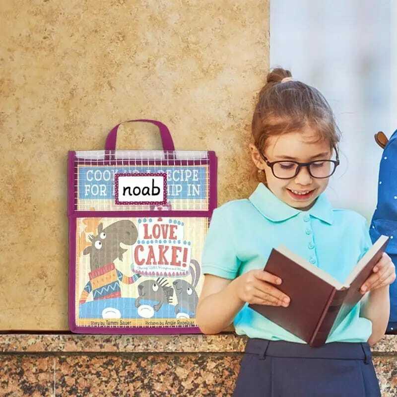 Bolsas com zíper reutilizáveis com alça, saco de livro de estudante claro, bolsa infantil, saco de livro de tutoria