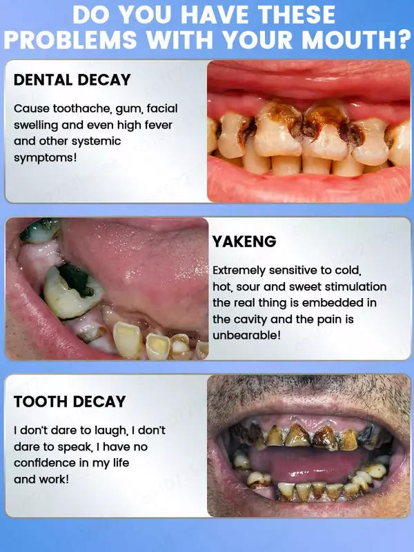 Repare a cárie dentária, remova a placa bacteriana e a periodontite. Branquear os dentes e eliminar o mau hálito