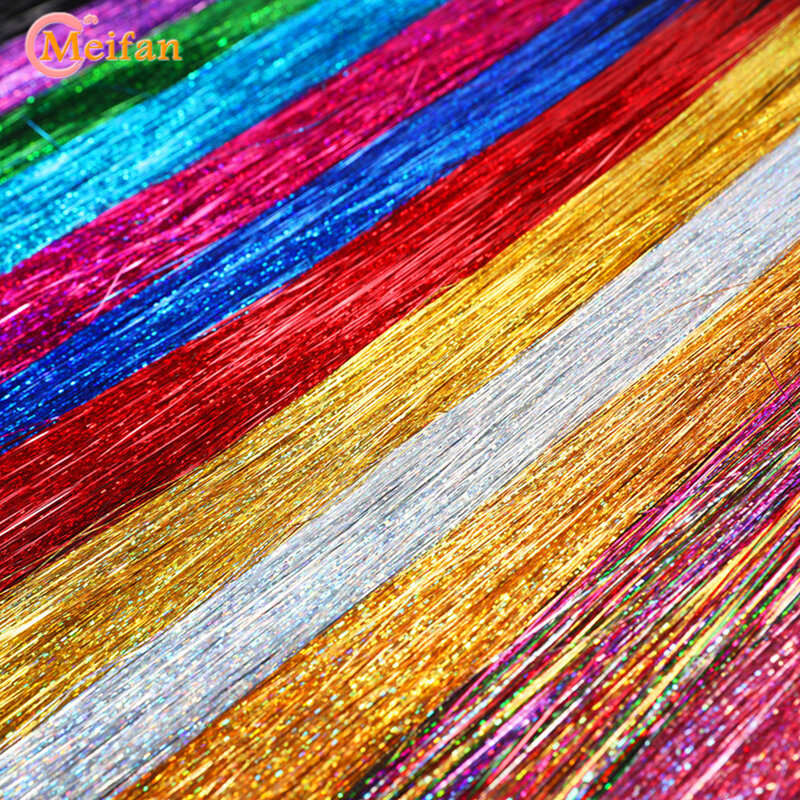 Meifan sintético brilhante fita colorido arco-íris clip em extensões de cabelo hip hop tranças rabo de cavalo dreadlocks acessórios de cabelo