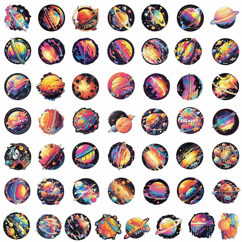 50Pcs Fantasy Colorful Starry Sky Series Graffiti Stickers Suitable for Laptop Helmets Desktop Decoration DIY Stickers Toys