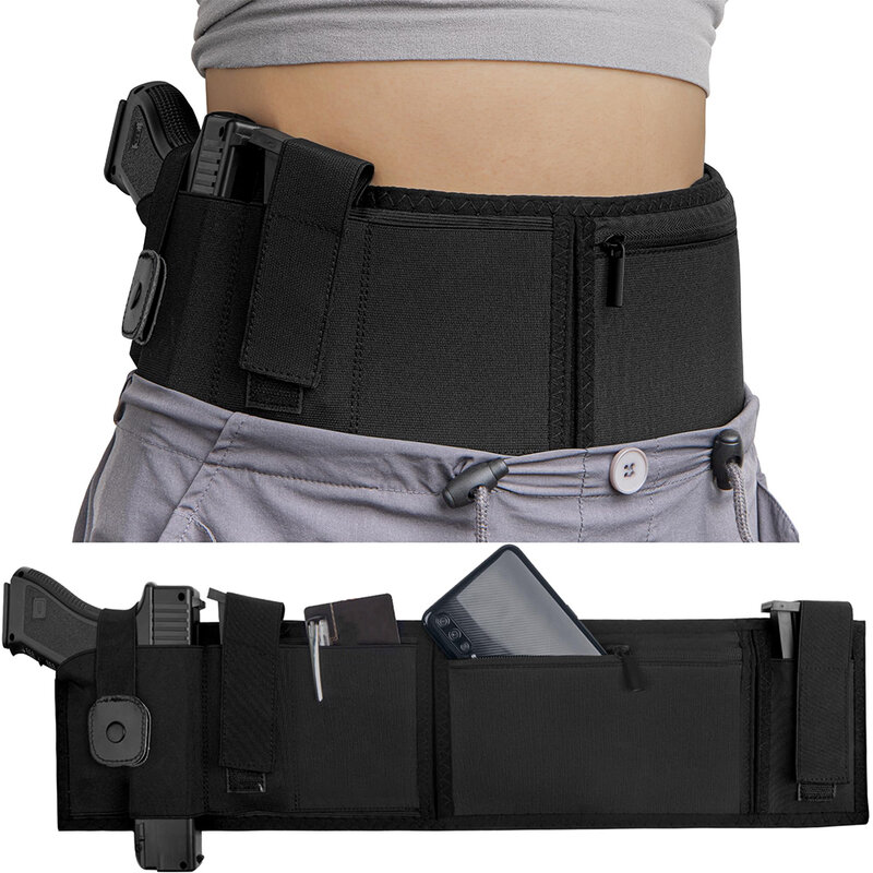Tactical Belly Band Holster Concealed Carry Waist Band Pistol Holster Airsoft Holster Belt for Outdoor Hunting Fitness Defense